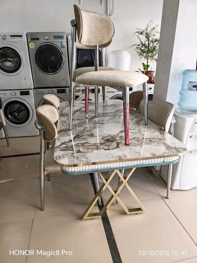 sıfır 6 kişilik lüks full MDF yemek masaları kampanyalı fiyat - 4