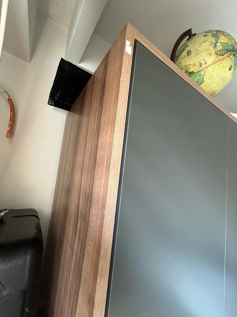 Gardırop ahşap gri renk dolap 10 kapaklı 6 bölmeli 2 çekmeceli dolap - 4