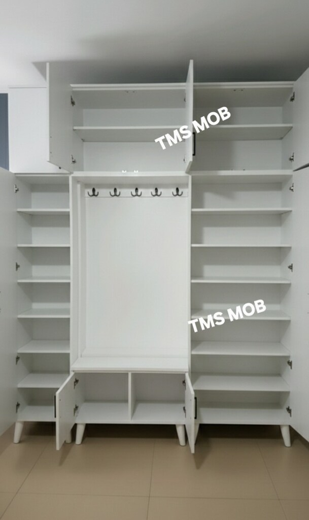 Portmanto Mdf 240x175x40 cmVestiyer Ayakkabılık Yüklük raflı dolap - 2
