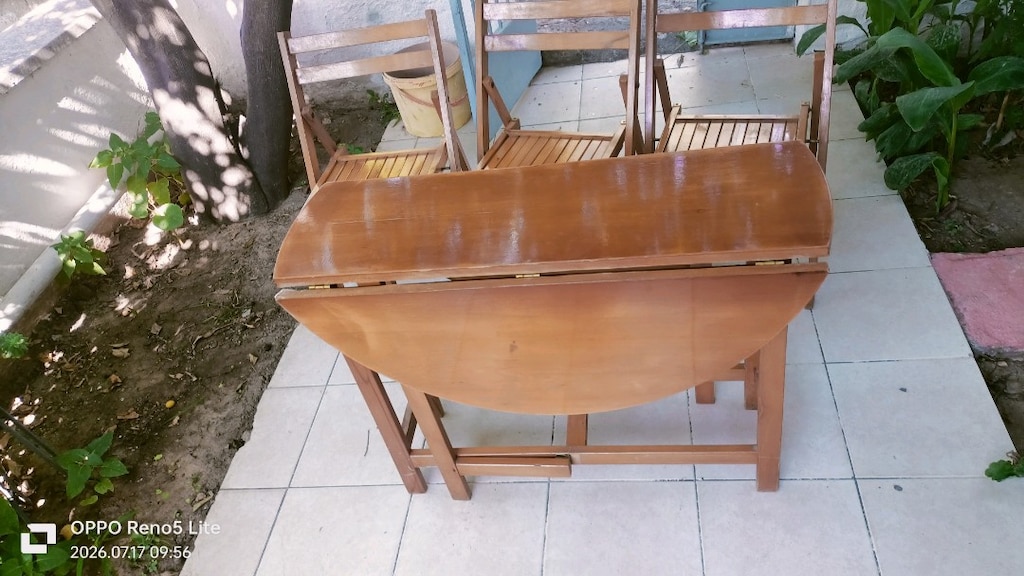 Ahşap katlanır masa ve sandalyeleri - 4
