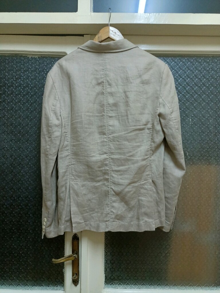 bej keten blazer ceket - 4