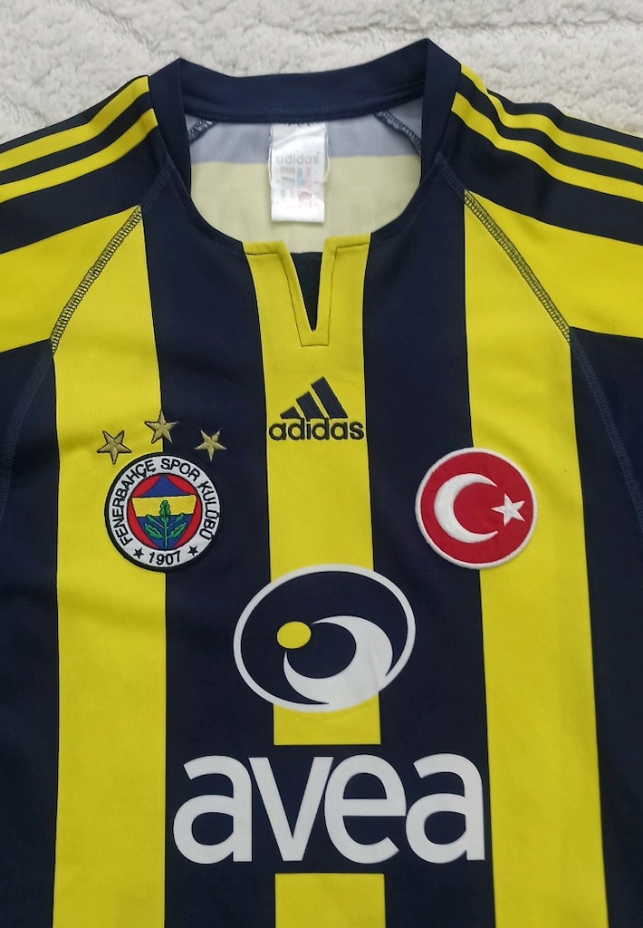 2004-2005 Van Hooijdonk Orijinal Fenerbahçe Çubuklu Forma Adidas - 3