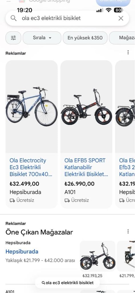 Ola ec3 elektrikli bisiklet