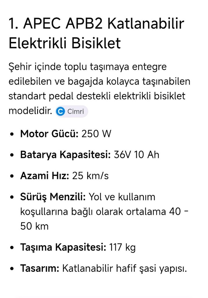 APEC elektrikli katlanır bisiklet - 10