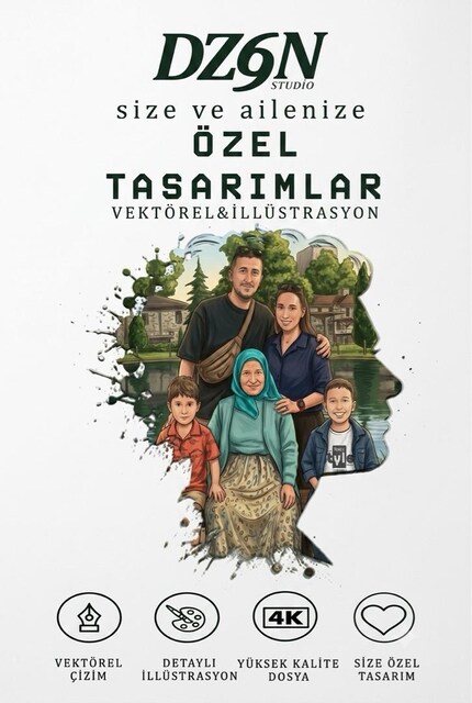 SİZE VE AİLEMİZE ÖZEL İLLÜSTRASYON ÇİZİM