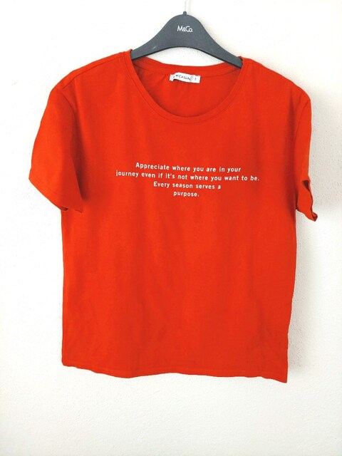 LCW casual kadın slogan baskılı tshirt
