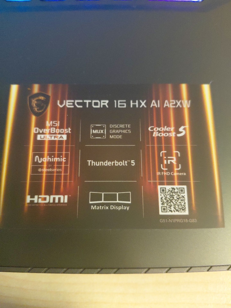 msi vector 16 hx ai a2xw 5080 4tb m2 - 2