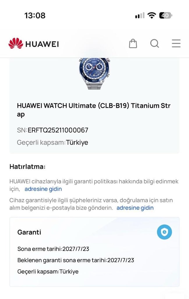 HUAWEI WATCH ULTİMATE 10 ay GARANTİLİ 27500 tl - 3