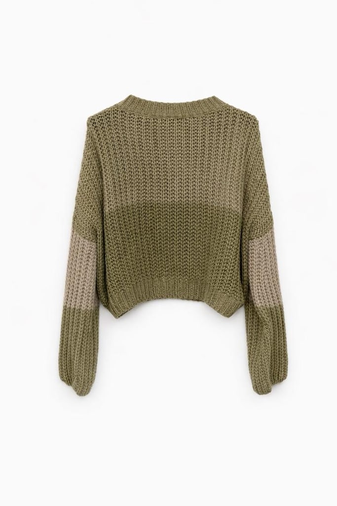BERSHKA balon kollu crop kazak - 5