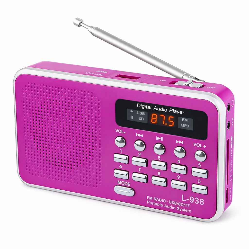 Şarjlı Mini FM Radyo Dijital Ekran USB SD TF Destekli Cep Radyosu - 8