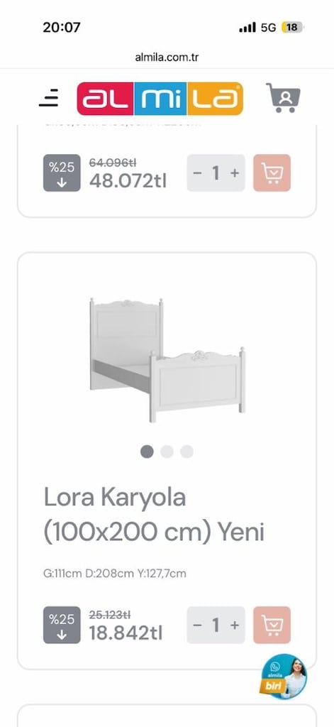 ALMİRA LORA MODELİ KARYOLA +KOMIDIN+ŞİFONYER+YATAK GENÇ ODASI - 14