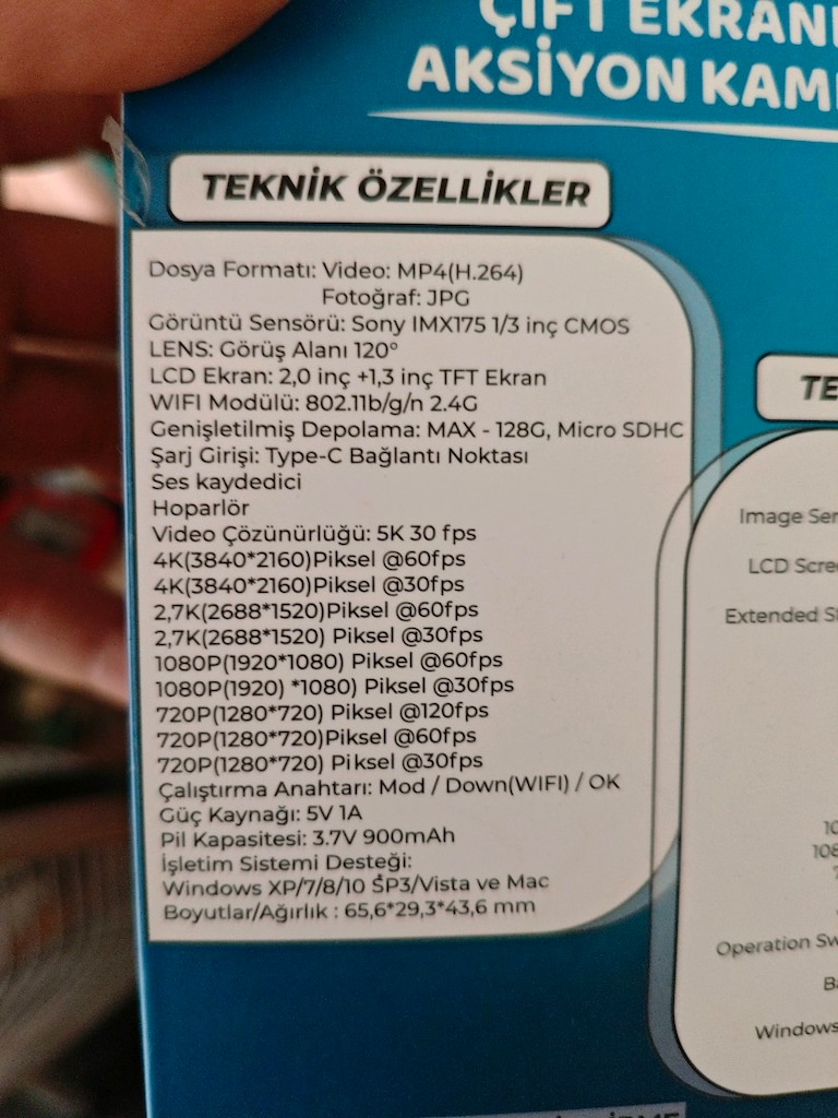 Çift ekranlı aksiyon kamerası - 7