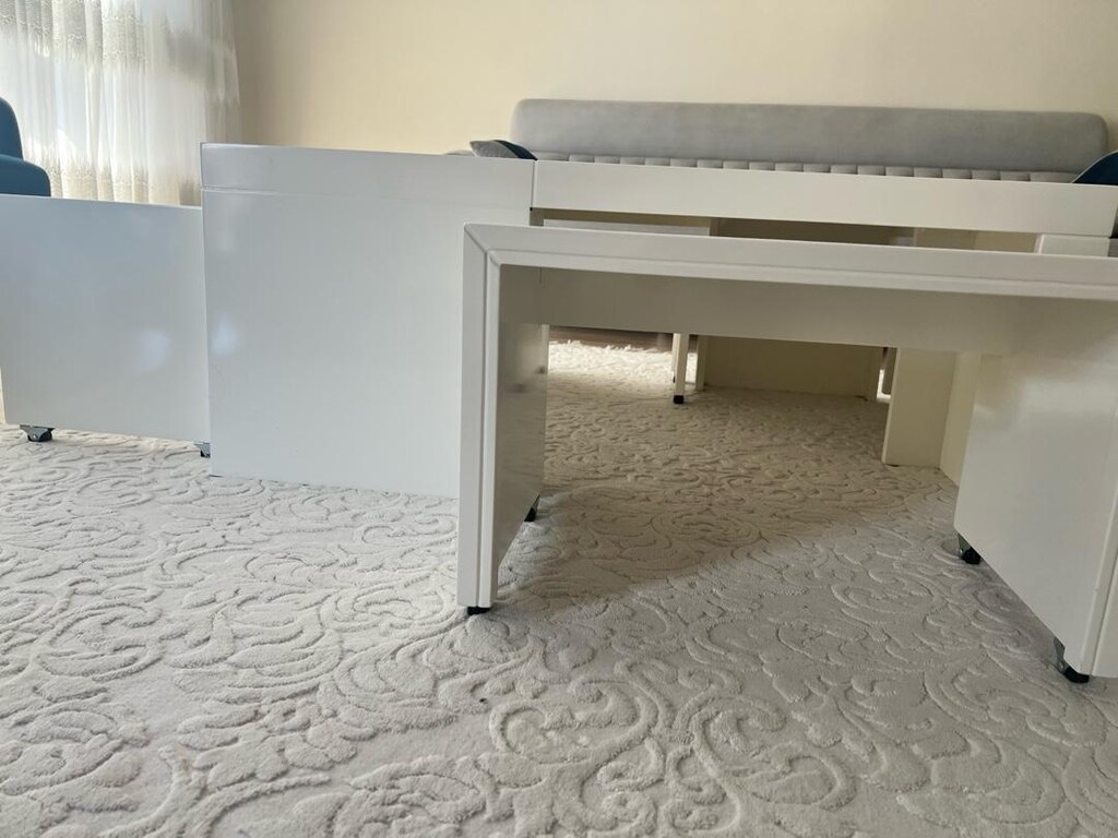 Modern 5 Parça Orta Sehpa Takımı – Tekerlekli İç Sehpalar - 3