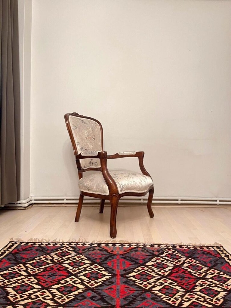 Antika Ceviz Yeni Döşenmiş Çift Berjer - 14