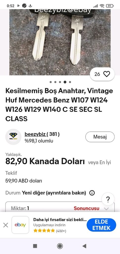 W124 - W126 ham anahtar - 5