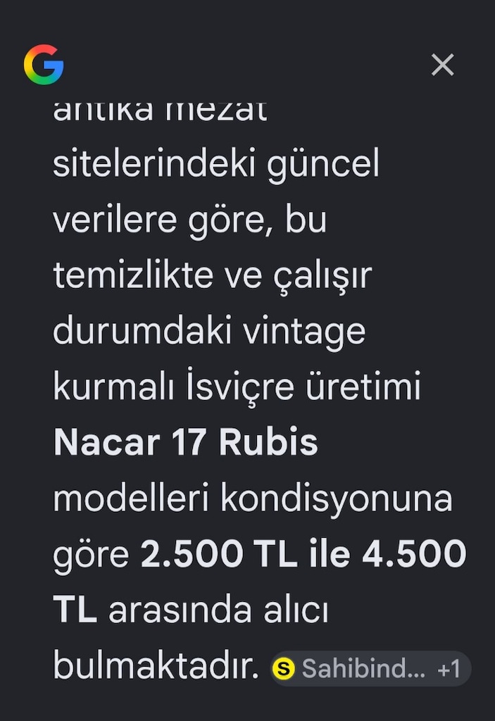 Antika Koleksiyonluk Nacar kurmalı erkek kol saati. fond s acıer - 7