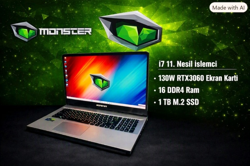 MONSTER T7 / RTX3060 / 300 HZ / 130W / 16 RAM / 1 TB SSD / İ7 İŞLEMCİ