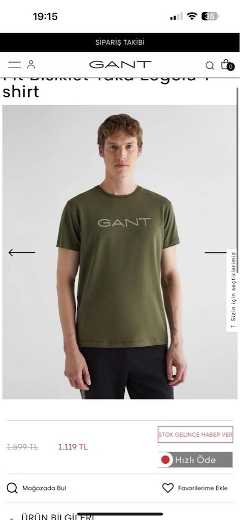 GANT Yeşil Baskılı Erkek Tişört - 3