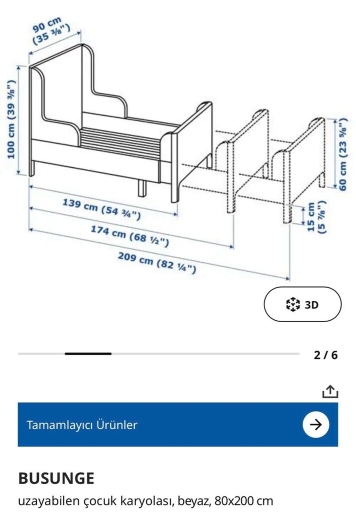 İKEA BUSUNGE BÜYÜYEBİLEN ÇOCUK YATAĞI - 8