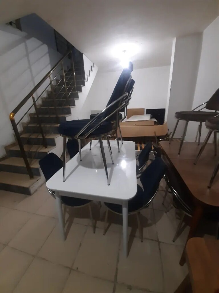 Mdf lake boyali acilir kelebek masa 6adet aras sandalye - 2