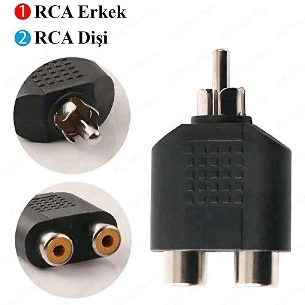 2 RCA Dişi & 1 RCA Erkek / Adaptör - 2
