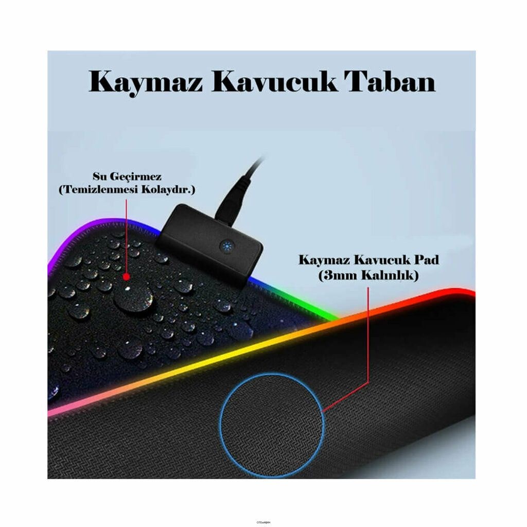 RGB Mouse Pad 75x30 - Kaymaz Taban RGB Işıklı Mousepad Gaming Pad - 3