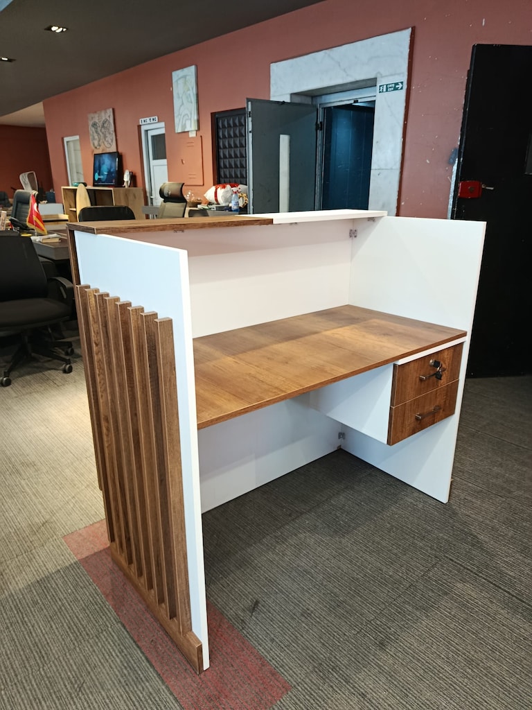 KLAS OFİS ÜSKÜDAR 120x60 BEYAZ CEVİZ BANKO SIFIR ÜRÜN - 4