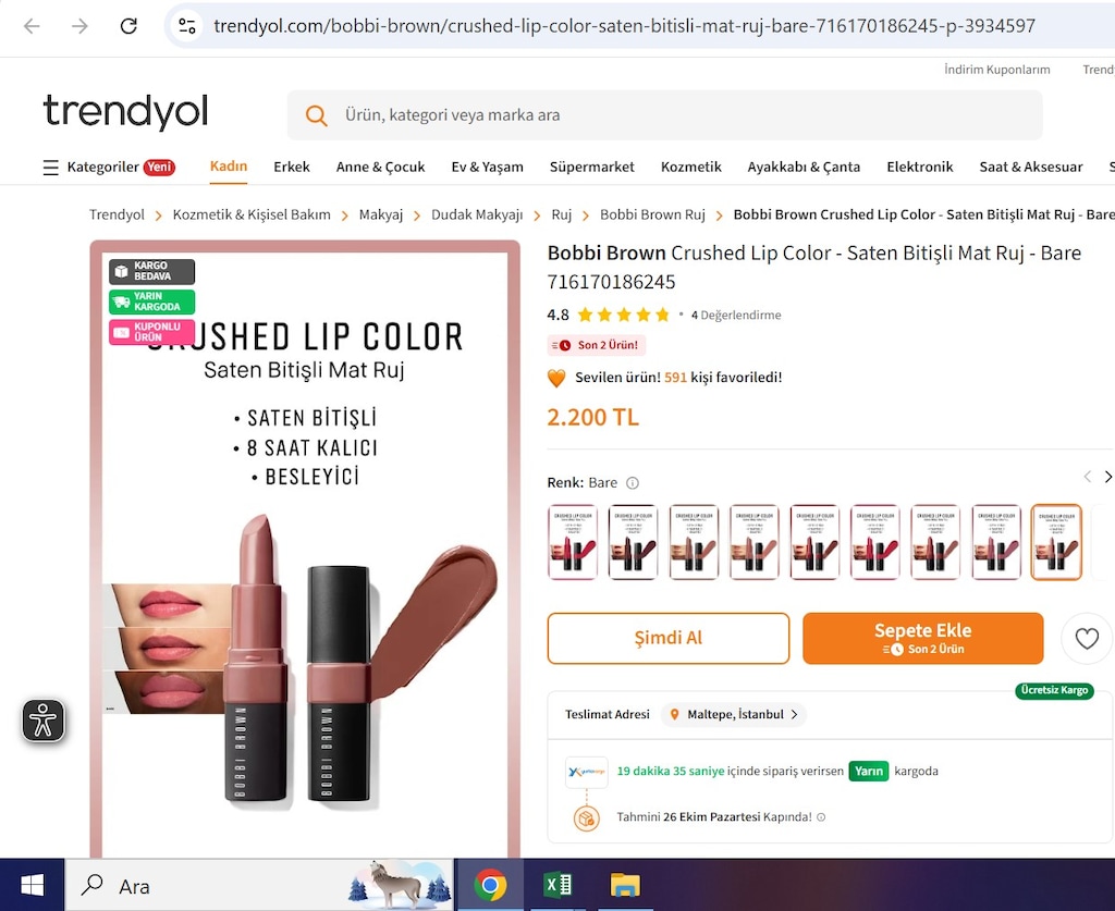 SIFIR Bobbi Brown Crushed Lip Color - Saten Bitişli Mat Ruj - 2