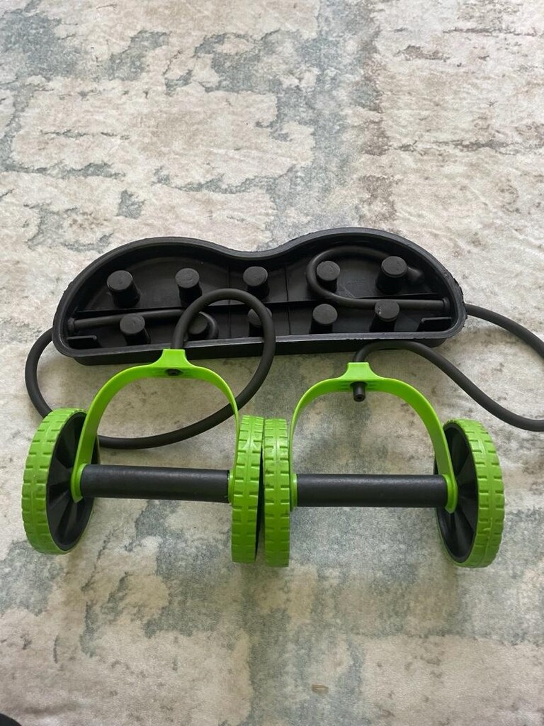 Siyah Direnç Lastikli Tekerlekli Spor Aleti Mekik Çekme Sehpası Egzers - 5