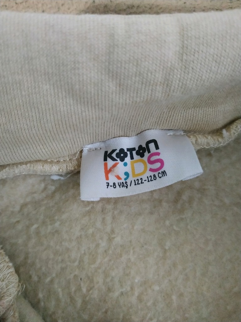 Koton Kids 7-8 Yaş Krem Rengi Yarım Fermuarlı Sweatshirt - 3