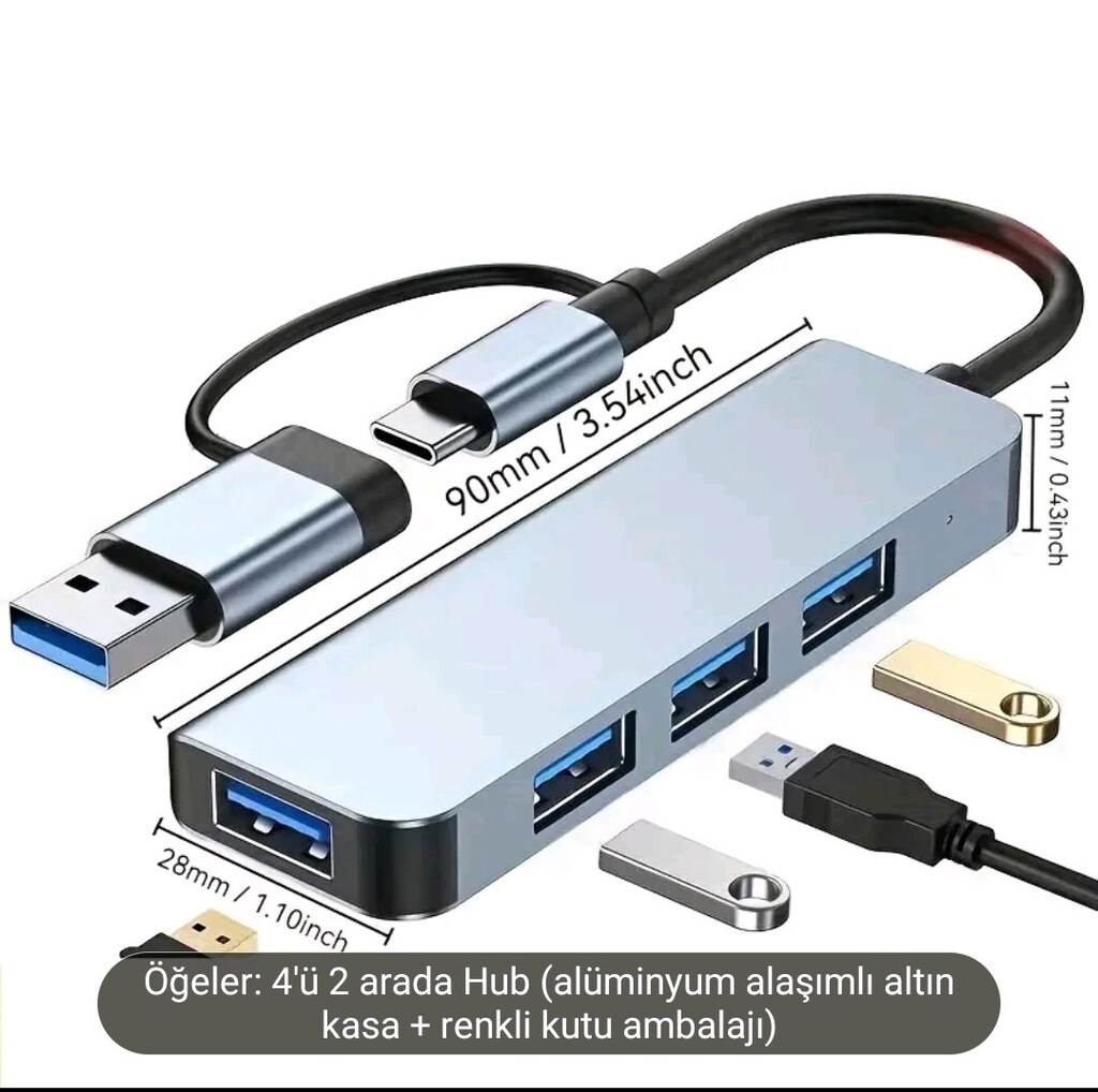 4 in 1 USB ve Type C giriş Çoklayıcı. Sıfır kutusunda yurt dışı - 14