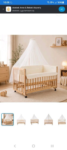 baby plus Ahşap Asansörlü Beşik 70X130