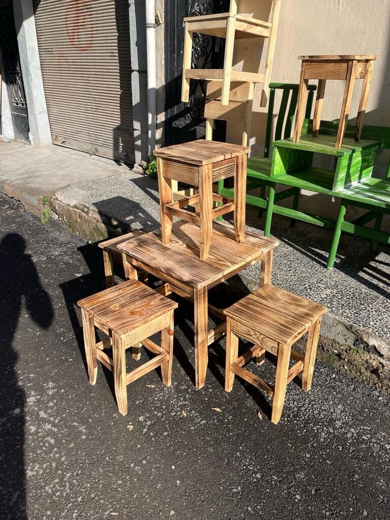 Ahşap Masa Tabure Takımı, Masa Sandalye Takımı, Ahşap Masa - 2