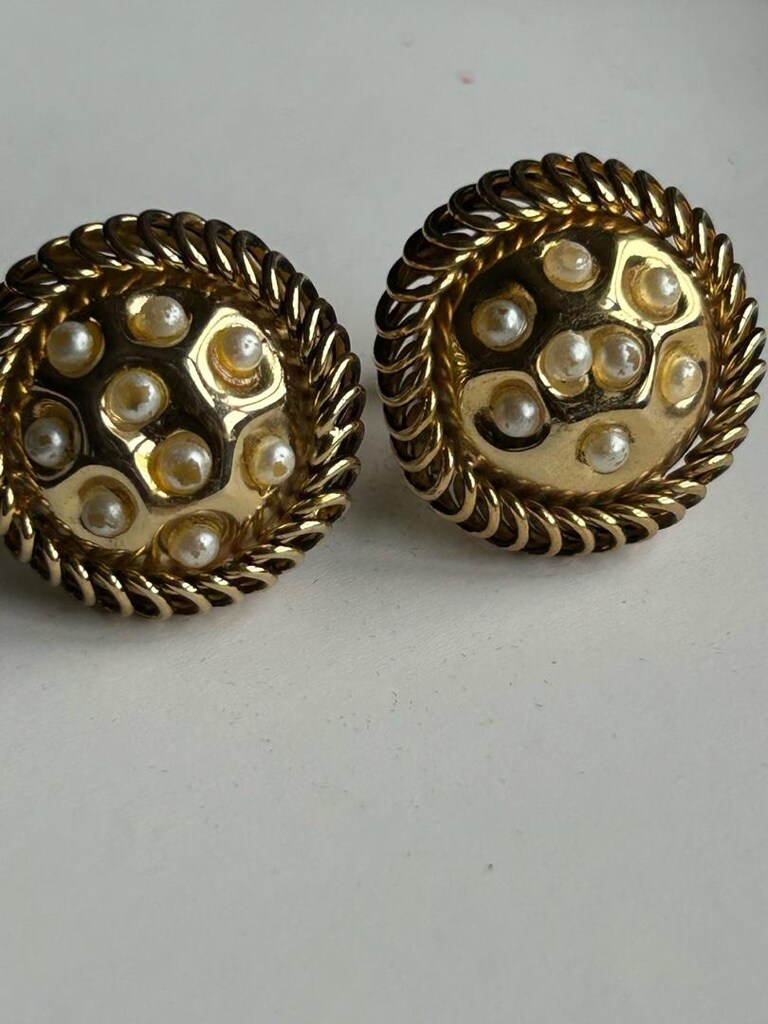 Vintage Kullanılmamış iki farklı model incili kol düğmesi - 6