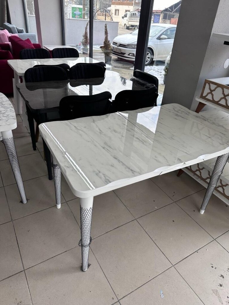 sıfır ürün gloss açılır parlak mdf masa 4 sandalye - 2