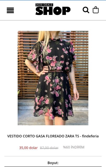 Zara Çiçek Desenli Şifon Elbise