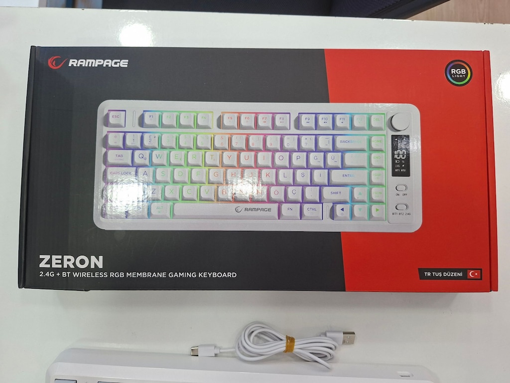 RAMPAGE ZERON 2.4G + BT KABLOSUZ RGB MEMBRAN OYUNCU KLAVYESİ - 2