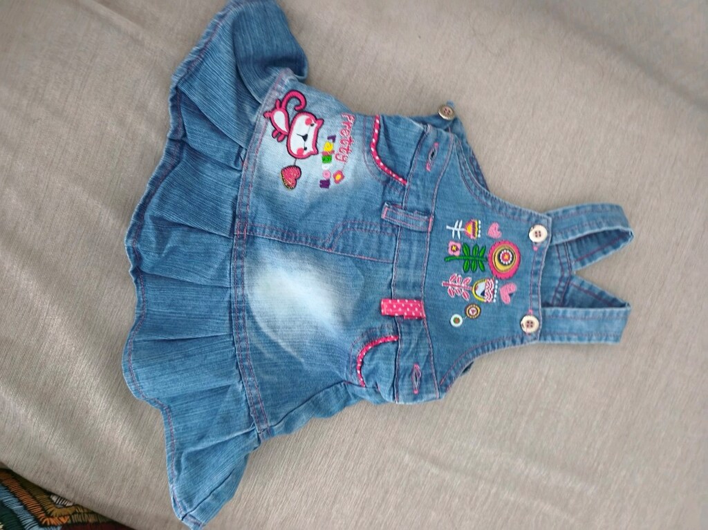 9-12 ay kız bebek kot jile elbise