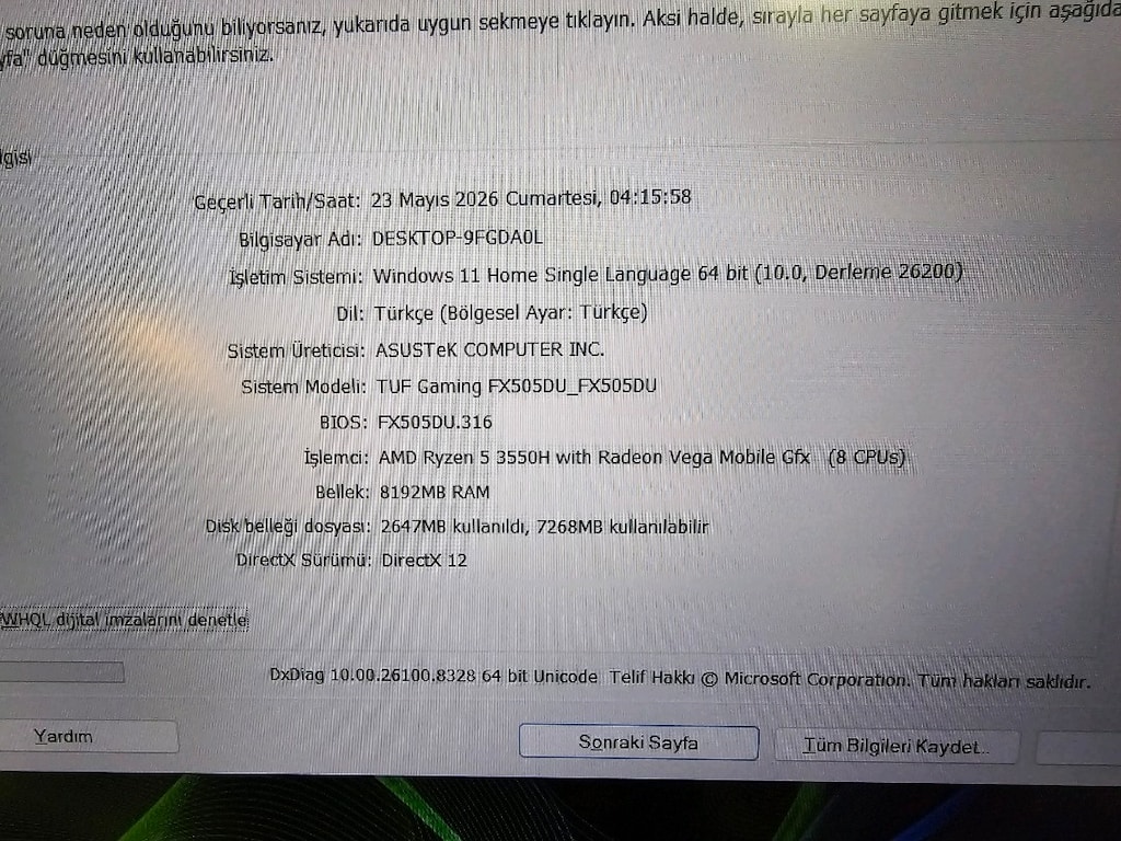 ASUS TUF GAMİNG LAPTOP 6GB EKRAN KARTLI - 7