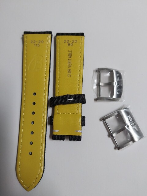 Breitling 22 mm siyah deri kordon düz tokalı