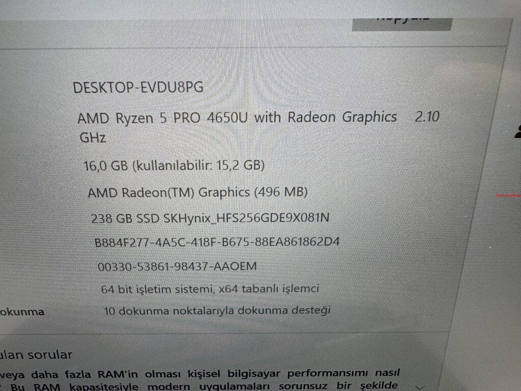 THİNKPAD X13 RYZEN 5 PRO 16 GB RAM 256 NVME DOKUNMATİK - 4