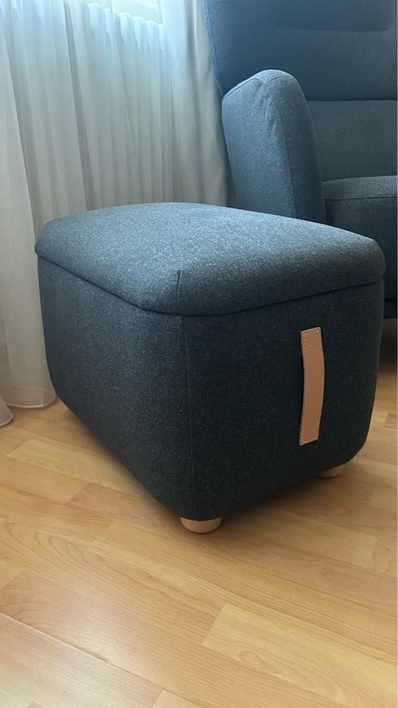 IKEA OSKARSHMAN 2 ADET TEKLİ KOLTUK VE BAZALI PUF LACİVERT - 4