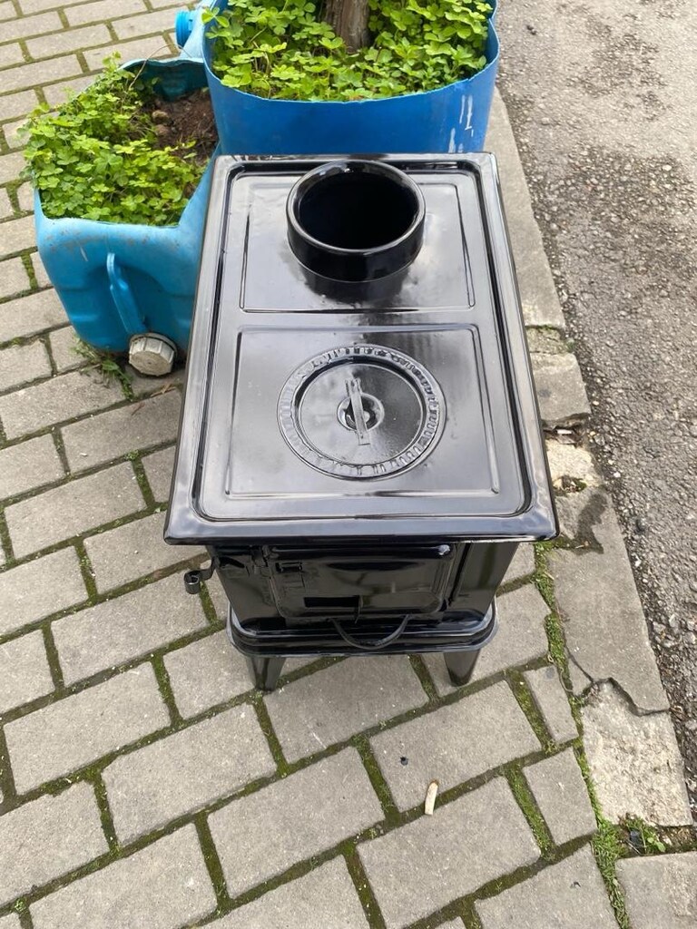 SIFIR . EMAYE PARLAK SİYAH KAMP SOBASI. 40-40-29 CM - 10