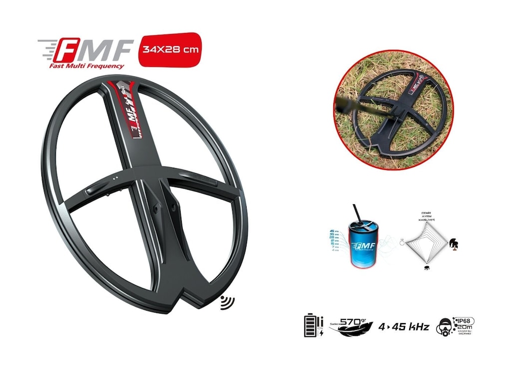 XP Deus 2 Tam Su Geçirmez Dedektör — Ana Ünite ve 34x28 cm FMF Baş... - 3