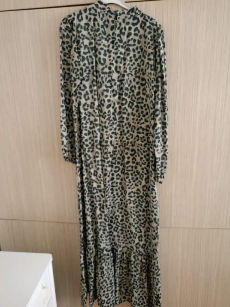 leopar desenli elbise - 2
