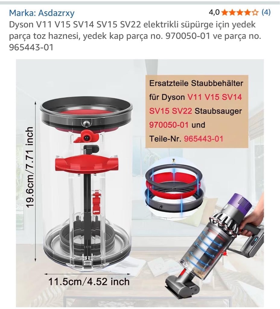 Dyson V11 V15 SV14 SV15 SV22 elektrikli süpürge için yedek parça toz h - 3