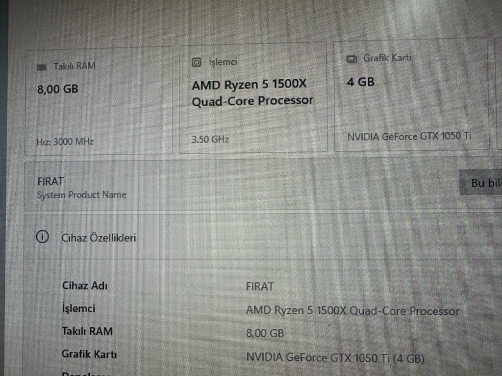 Full Set Oyun PC + Monitör | Ryzen 5 – GTX 1050 Ti | Temiz - 8