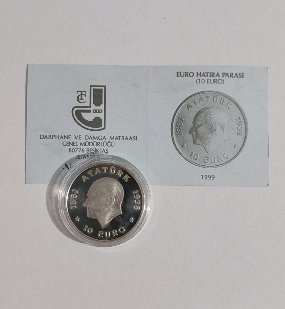 10 Euro Atatürk Gümüş Hatıra Parası Darphane Sertifikalı - 2