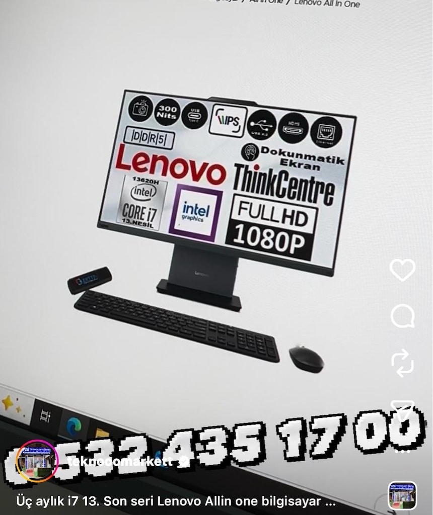lenovo thinkcare 50a i7 13. nesil 32gbram-16gb e.kartı 2tbhdd-27”fhd - 3