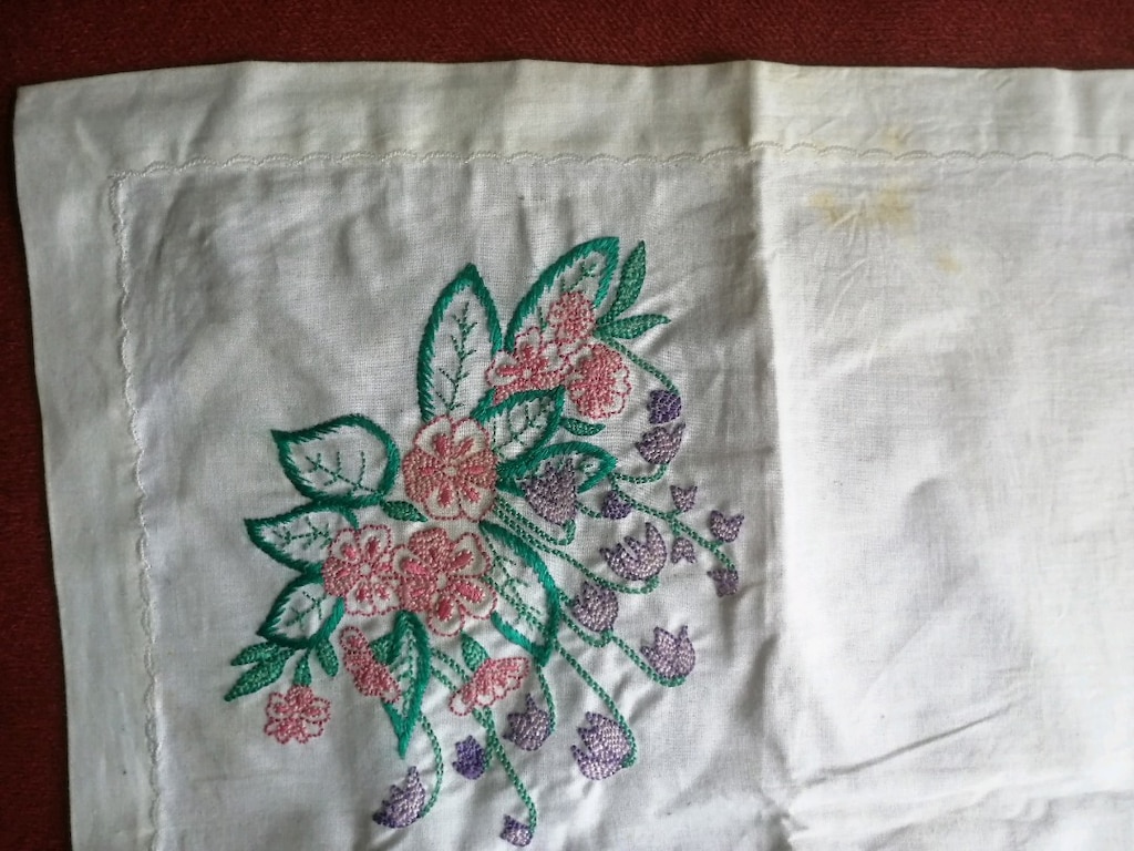 Vintage El işi (İğne ardı ve sarma işi) bohça - 7